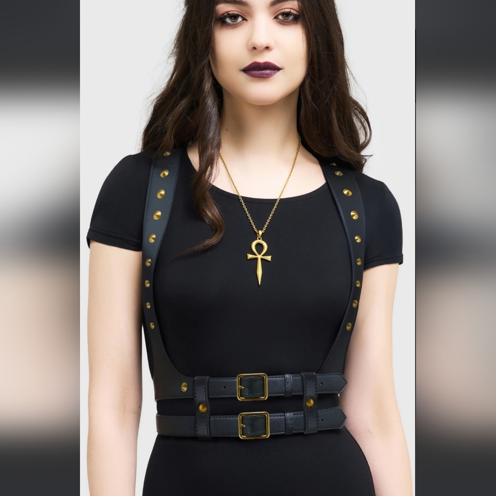 Killstar Black Harness with Gold Accents - Picture 2 of 2